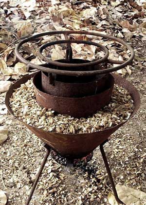 Mayon Turbo Stove filled with rice hull